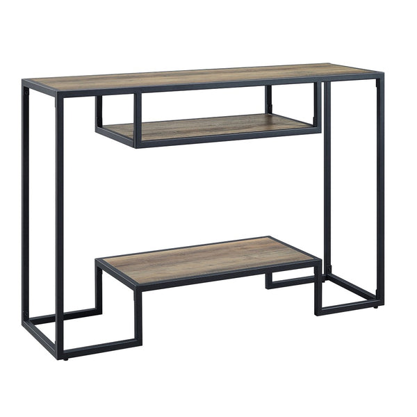 English Elm Rustic Oak And Black Console Table With 2-Tier Storage For Entryway, Sofa, Or Living Room Decor B062P185673-GIGA
