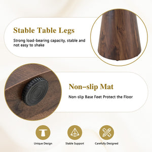 English Elm Table and Chair Set 42 Inch Round Stone Top with Rope Woven Wishbone Seats W2920S00144
