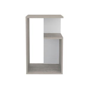 English Elm Side Table Sallis — Compact Engineered Wood Accent Table with Open Shelf, Portable Space-Saving Design Gray B092P309175
