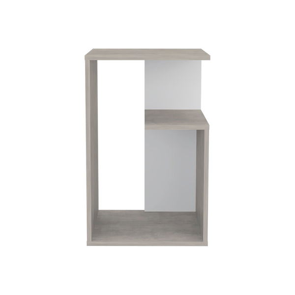 English Elm Side Table Sallis — Compact Engineered Wood Accent Table with Open Shelf, Portable Space-Saving Design Gray B092P309175