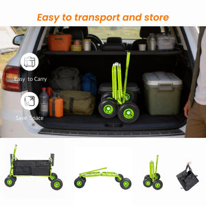 English Elm Fishing Beach Cart Collapsible Heavy Duty Wagon with All Terrain Wheels Rod Holders Green W2932P417637