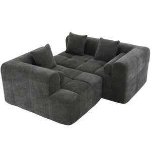 English Elm 101.2" Modern Sectional Sofa Full-Compressed Modular Couch with Deep Seating, Tufted Chenille Fabric, Pillows Included Grey N719S001890E