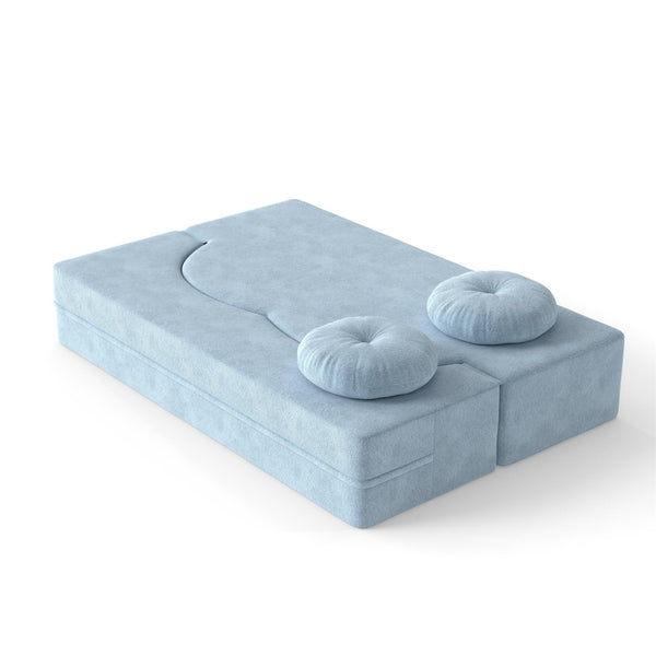 English Elm Folding Foam Futon Sofa Sleeper Twin Size Floor Lounger for Guest or Studio Use Light Blue W2353P388489