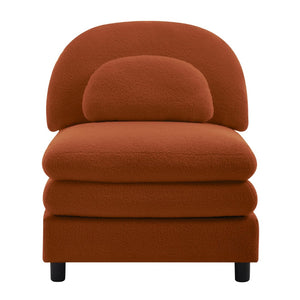 English Elm Vitoria Curved Modular Sofa in Plush Teddy Fleece for Modern Living Rooms Orange W5656P454383