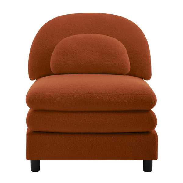 English Elm Vitoria Curved Modular Sofa in Plush Teddy Fleece for Modern Living Rooms Orange W5656P454383