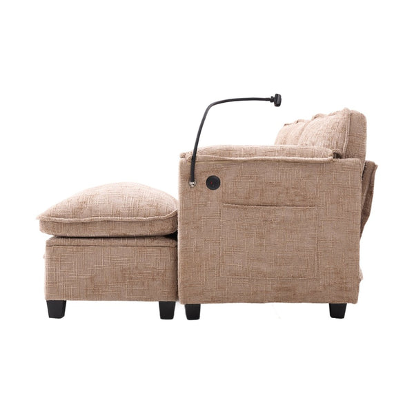 English Elm United We Win 112" Oversized Modular Chenille Sectional Sofa With Storage Ottoman & Usb Charging Ports W1568S00183-GIGA