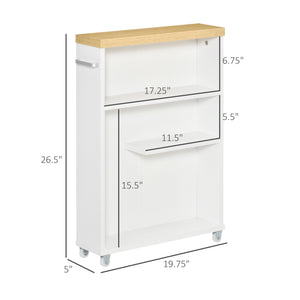 English Elm kleankin Slim Bathroom Cabinet on Wheels with 3 Shelves, Narrow Space Saver, Water-Resistant White, 26.5" H W2225P173988