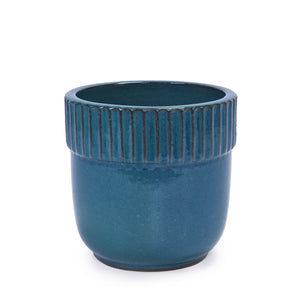 English Elm 3 Pieces Ceramic Flowerpot Set – Handcrafted Antique Blue Planters For Garden, Patio & Home Décor W3273P321474