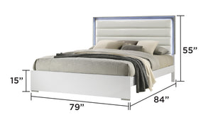 English Elm Olivia Contemporary 5-Piece King Bedroom Set With Led Headboard, White Finish & Ample Storage B009S01380