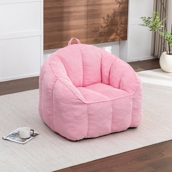 English Elm Giant Corduroy Bean Bag with Armrests Shredded Foam Lounge Chair for Living Room Pink W2200P442630