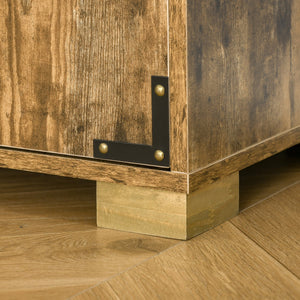 English Elm HOMCOM Rustic Industrial Sideboard Buffet Cabinet with 4 Drawers, Adjustable Shelf & Coffee Bar Top Natural Wood W2225P217737