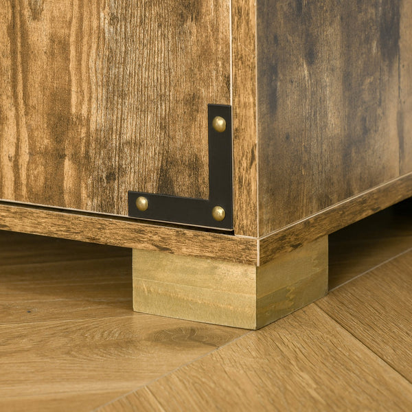 English Elm HOMCOM Rustic Industrial Sideboard Buffet Cabinet with 4 Drawers, Adjustable Shelf & Coffee Bar Top Natural Wood W2225P217737