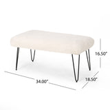 Christopher Knight Home® - Noble House - Binniker Faux Fur Bench with Hairpin Legs