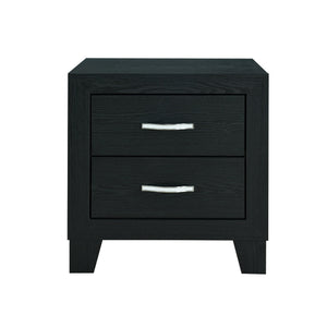 English Elm CARLOS Modern Black 5PC Queen Bedroom Set with Upholstered LED Headboard, Spacious Drawers, Silver Handles B201S00175