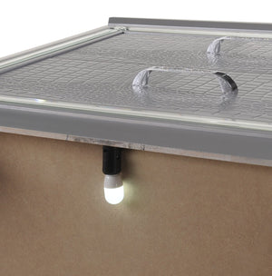 English Elm 1pc Glamorous Two-Drawer Nightstand with Beveled Mirror, Faux Crystal Hardware & Touch LED Light - Silver B2741P326187