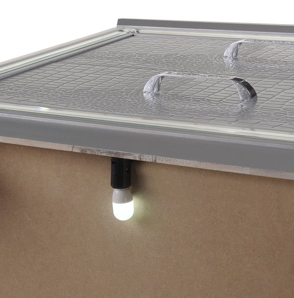 English Elm 1pc Glamorous Two-Drawer Nightstand with Beveled Mirror, Faux Crystal Hardware & Touch LED Light - Silver B2741P326187