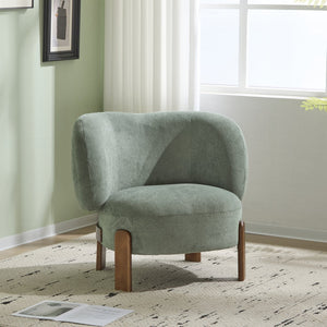 English Elm Christopher Knight Home® - Cozy Wingback Armchair with Plush Bouclé Upholstery, Solid Wood Legs, Ergonomic Support, Timeless Style Green 33.5 L x 25.5 W x 21.5 H N776P298155G