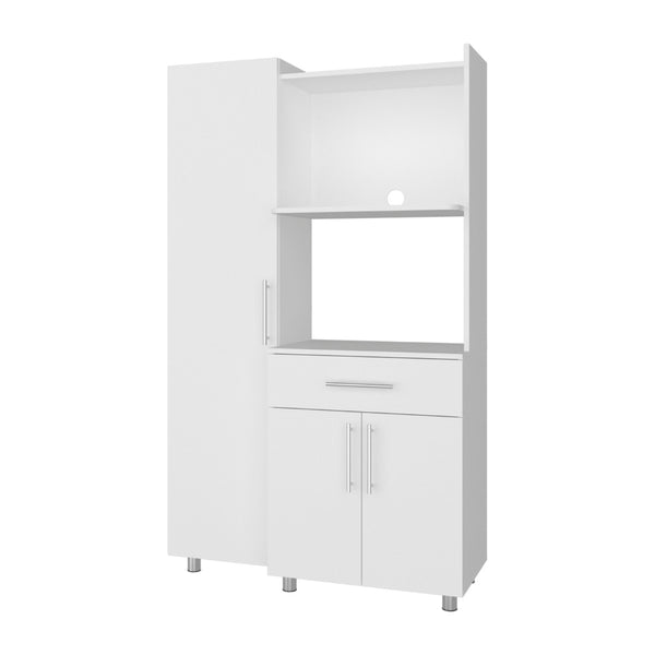 English Elm Lehr Tall White Pantry Cabinet with Six Doors One Drawer and Vertical Kitchen Storage B097S00252