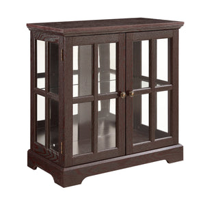 English Elm Led Curio Display Cabinet - Antique Cherry Showcase With Adjustable Shelves & Colorful Illumination W1758P387891