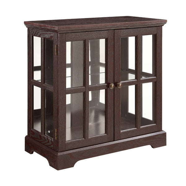 English Elm Led Curio Display Cabinet - Antique Cherry Showcase With Adjustable Shelves & Colorful Illumination W1758P387891