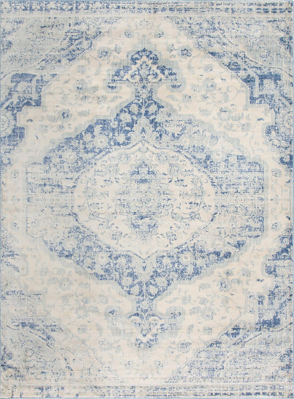 Unique Loom Asheville Tanglewood Machine Made Medallion Rug Blue, Light Blue/Navy Blue/Beige 9' 0" x 12' 2"