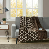 Beautyrest Heated Ogee Casual Throw BR54-0542 Brown