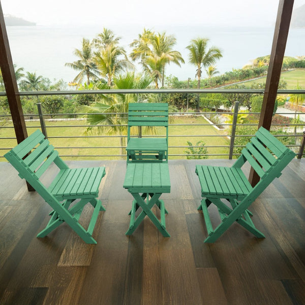 English Elm Coastal Bay Recycled Hdpe Folding Bistro Chair for Patio and Balcony Use Green B2745P409667