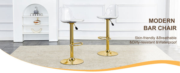 English Elm Modern Swivel Barstools Set of 2 with Clear Pet Back and Padded Pu Seat W1151P192280