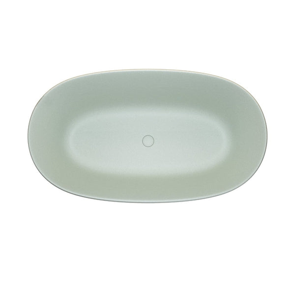English Elm 51'' Freestanding Solid Resin Stone Soaking Tub Spa Ergonomic Matte White Bath Turquoise Green W2753P340358