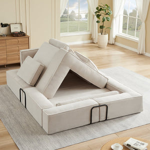 English Elm Large Modular Corduroy Sectional Sofa Configurable Seating for Family Living Rooms Khaki W3396S00057