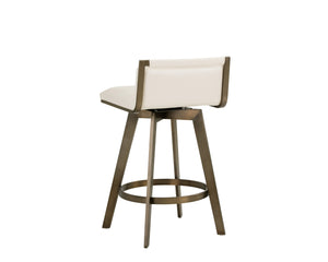 Sunpan Arizona Swivel Barstool - Stylish Art Deco Design with Antique Brass Finish and 360-Degree Comfort Castillo Cream