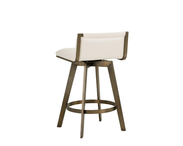 Sunpan Arizona Swivel Barstool - Stylish Art Deco Design with Antique Brass Finish and 360-Degree Comfort Castillo Cream