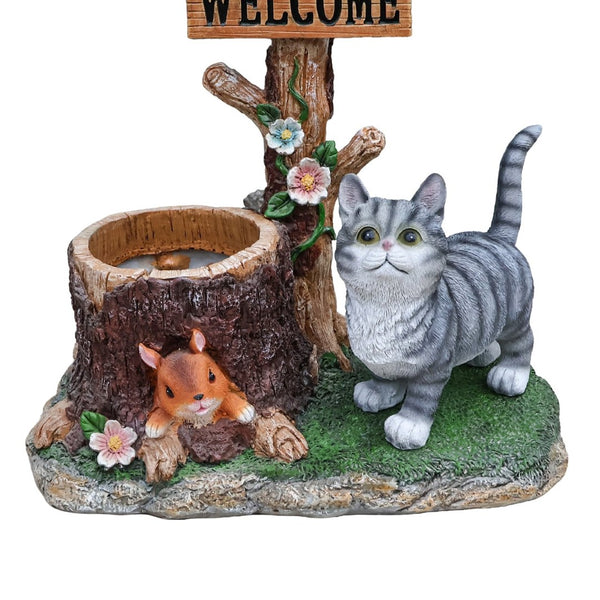 English Elm Schnauzer Solar Led Resin Planter Statue Outdoor Garden Accent for Patio Decor W5398P464238