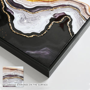 English Elm Luxury Crystal and Pearl Hand-Painted Oil Painting Canvas Mural for Hallway Entrance Modern Decor Black+Grey W3374P322234