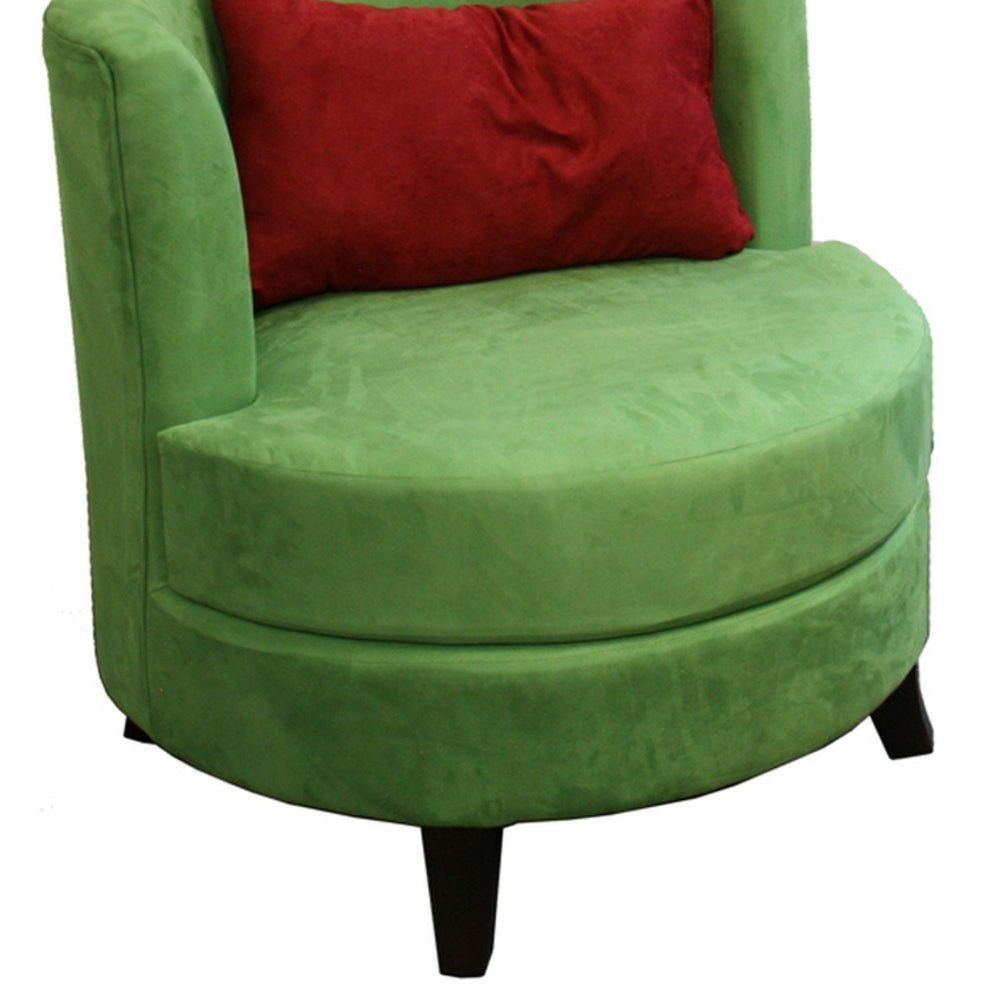 English Elm 30.5" Retro-Inspired Green Accent Chair with Red Pillow, Cushioned Comfort & Dark Brown Legs, Stylish B072116443