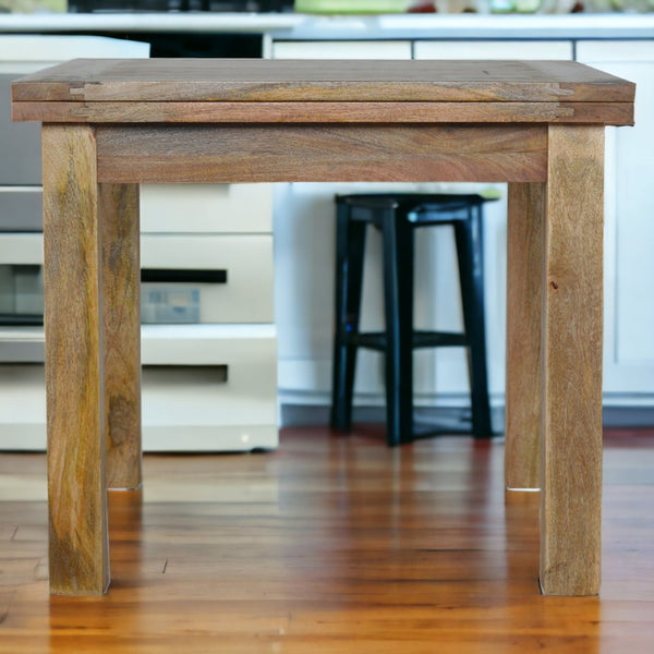 English Elm Solid Wood Extendable Butterfly Dining Table - Rustic Mango With Oak Finish, Seats 2 To 6 Effortlessly B182P280764-GIGA