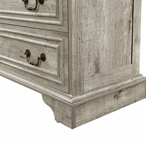 English Elm Farmhouse Rustic 5-Drawer Dresser with Stable Engineered Wood Build, Smooth Metal Slides, 36" Length W1785P238910