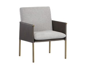 Sunpan Bellevue Lounge Chair - Elegant Upholstered Design with Antique Brass Frame and Unique Textures Belfast Heather Grey / Bravo Ash