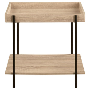 English Elm Miller Light Brown Square End Table With Tray Top & Open Shelf - Modern Wood Accent For Home Decor B062P299834