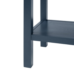 English Elm 46'' Solid Pine Retro Buffet Server with Iron Hardware Drawers Cabinets and Open Shelf Navy Blue W1202P457252