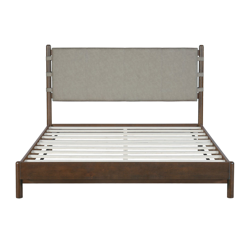English Elm Christopher Knight Home® - Modern Queen Bed Frame Set with Two Nightstands – Sleek Wood Platform Bed, Headboard, Storage Drawers, Durable Veneer Finish, Stylish Bedroom Bundle Light Gray,Walnut N770S498D38D39D