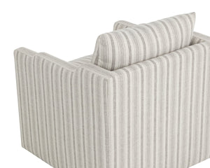 Sunpan ROOSEVELT Swivel Lounge Chair - Coastal Style with Gifford Script Upholstery for Modern Comfort 112479