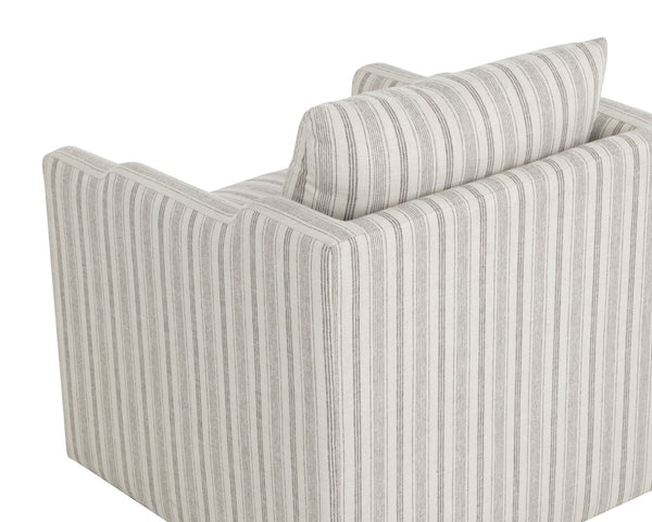 Sunpan ROOSEVELT Swivel Lounge Chair - Coastal Style with Gifford Script Upholstery for Modern Comfort 112479