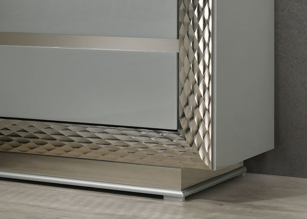 English Elm Glam Elegant Vanity Set with LED Mirror, Plush Stool, Ample Storage, Felt-Lined Drawers, Chic Finish Gray 26 L x 19 W x 38 H B2741S00674