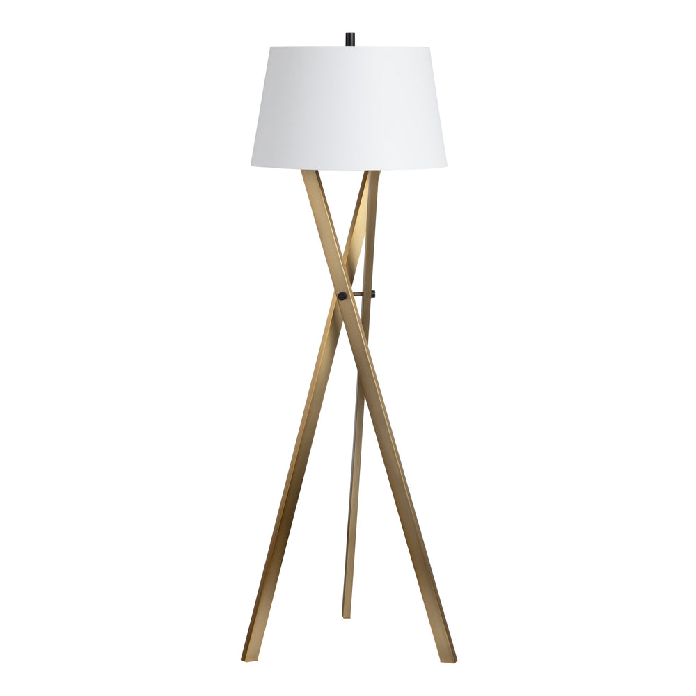 Crestview Collection 63.75"H Modern Tripod Floor Lamp With Crisscross Design, Linen Shade, And 3-way Switch For Versatile Lighting   Cvaer2037