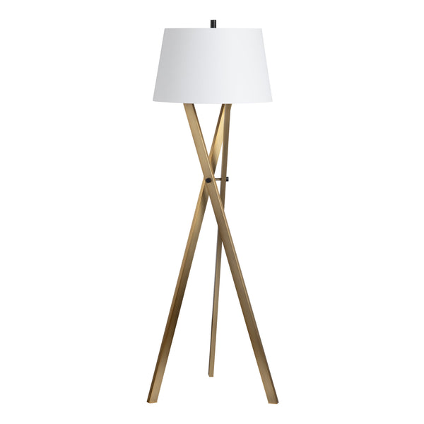 Crestview Collection 63.75"H Modern Tripod Floor Lamp With Crisscross Design, Linen Shade, And 3-way Switch For Versatile Lighting   Cvaer2037b
