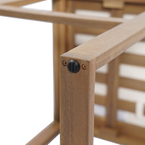 English Elm Christopher Knight Home® - Outdoor Acacia Wood Barstool set brings rustic-modern charm, durable solid wood, water-resistant cushions, easy assembly Light beige,Light Brown 43 L x 24.25 W x 11.5 H N776P285374L