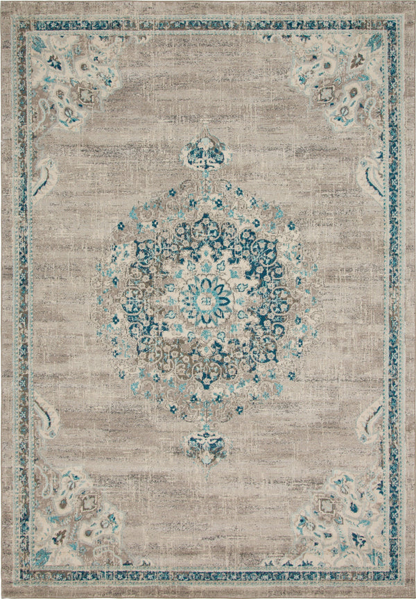 Unique Loom Penrose Alexis Machine Made Medallion Rug Gray, Beige/Blue/Ivory/Navy Blue 9' 10" x 13' 11"