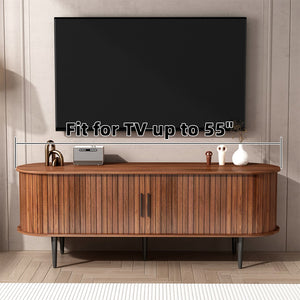 English Elm Tv Stand, 55" Walnut Mid-Century Modern Console With Storage, Sliding Door & Stylish Design For Home W2641P329198-GIGA