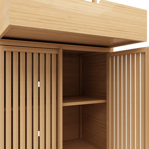 English Elm 72-foot-tall, bamboo double-door storage cabinet in natural finish with drawers, eco-friendly high-capacity organizer for bedroom, bathroom, dining, living rooms W2207P242502